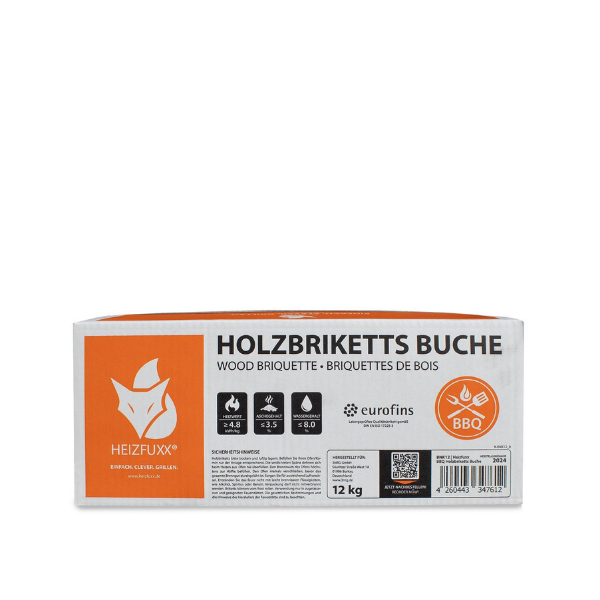 Heizfuxx Nestro M Hartholzbriketts – 972 kg Palette (81 x 12 kg Kartons) Premium Kamin & Ofen Holzbriketts