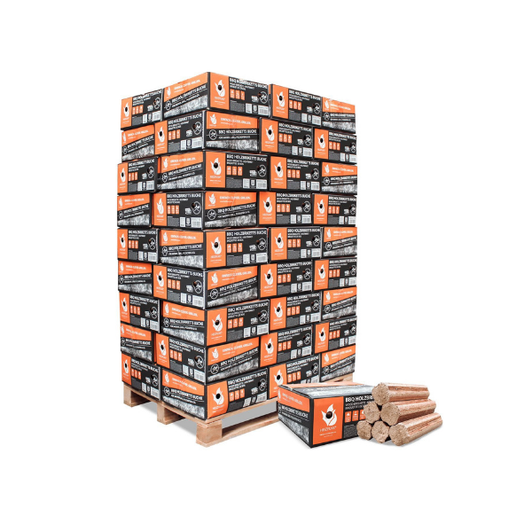 Heizfuxx BBQ Buchenholzbriketts – 972 kg Palette (54 x 18 kg) Premium Grill- & Feuerstellen Briketts